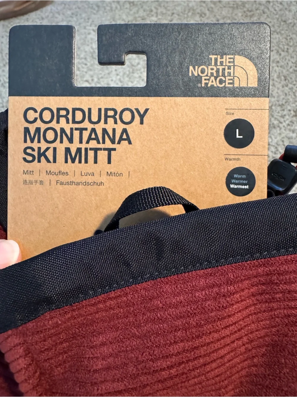 The North Face Burgundy Corduroy Montana Mitt- Men’s L